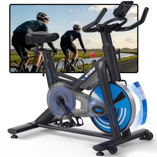 WENOKER Heimtrainer Fahrrad 2026 mit App, Leises Ergometer Heimtrainer mit Magnetwiderstand & LCD-Display, Spinning Bike Indoor bis 160KG, Fitnessbike für Zuhause
