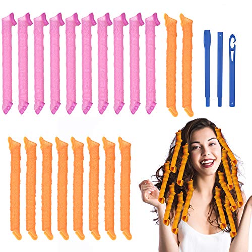URAQT Lockenwickler Große Locken,2pcs DIY Wave Styling Kit Haar Lockenwickler Rollen Hair Curler für Waves Styler mit Styling-haken, 55cm