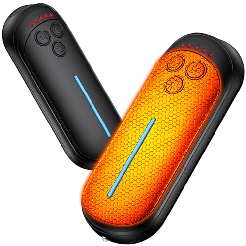 Eyoushow Handwärmer Elektrisch mit LED, 2 Pack 6000 mAh 2 in 1 Tragbare Handwärmer, 5 Heizstufen, 3S Erhitzen, 12 Stunden Wärmespeicherung Ideal für Camping, Jagd, Golf, Geschenke für Frauen Männer