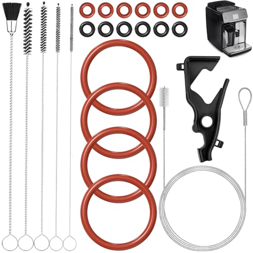 FLEXNOVA 16 Stück Dichtungsringe für Siemens EQ5 EQ6 EQ6 Plus EQ7 EQ8 mit 6 Stück Reinigungsbürste Dichtungsringe Kaffeevollautomat Ersatzteile Kompatibel mit Bosch Vero Neff Gaggenau
