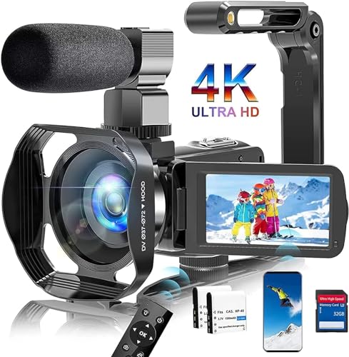 Videokamera 4K 60FPS WiFi Camcorder HD 48MP Webcam IR Nachtsicht Vlogging Kamera für YouTube 18X Digitalzoom 3