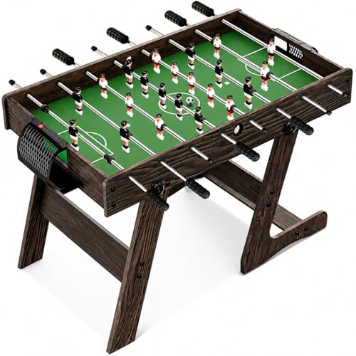SereneLife Tischkicker Klappbar 110 cm – Kickertisch für Kinder & Erwachsene Stabiler MDF Tischfußball mit Stahlstangen & 4 Bällen – Platzsparend faltbar für Zuhause & Hobbyraum