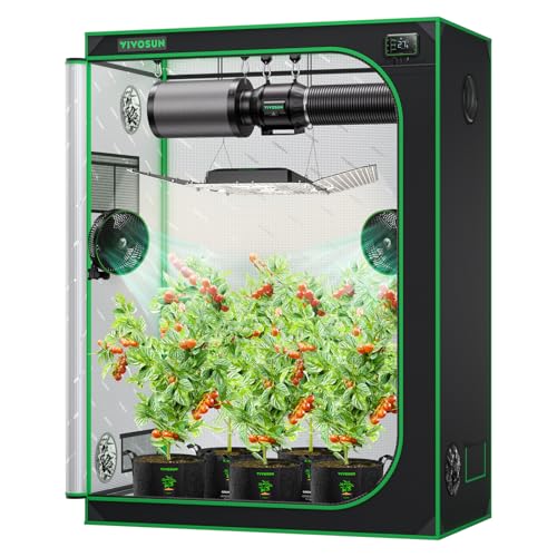 VIVOSUN Growzelt 150x80x200cm Grow Tent aus hochreflektierendes Mylar mit Sichtfenster und Bodenwanne für Hydroponik und Indoor-Anbau S538 Grow Zelt passend für VS2000/VSF4300