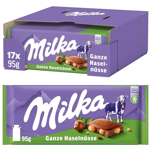 Milka Ganze Haselnüsse Tafelschokolade – 17 x 95 g