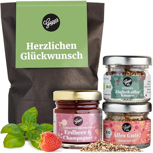 Gepp's Feinkost Wundertüte Herzlichen Glückwunsch I Geschenkset mit Delikatessen I Geschenk gefüllt mit Kleinigkeiten für Freundin, Kollegen, Lehrer I Kulinarische Geschenkidee zu Weihnachten