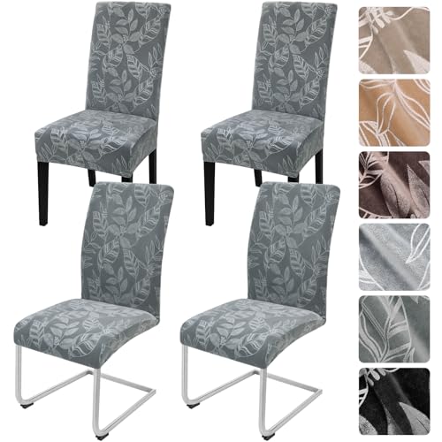 Alishomtll Stuhlhussen 4er Set Samt Stuhlbezug Elastische Stuhlhussen Schwingstühle Hussen für Stühle Abnehmbarer Esszimmer Stuhlbezüge Freischwinger für Küche Restaurant Hotel Bankett (Dunkelgrau)