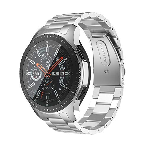 ANBEST Metall Armband Kompatibel mit Gear S3/Gear S3 Frontier Uhrenarmband, Classic Edelstahl Ersatzarmband für Galaxy Watch 46mm (Nicht für Galaxy watch 4 46mm), Silber