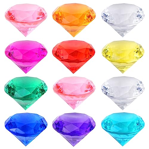 Acryl Kinder Diamant Edelsteine Bunt,12 Stücke 40mm Kunststoff Diamanten