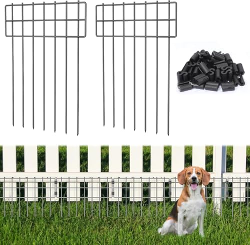 LIANTRAL 10 Stück Tier Barriere Zaun, Dekorativer Gartenzaun, rostfreier Metalldraht, Kein Graben-Zaun Patio-Grenze Tierzaun für Hunde Kaninchen im Freien Patio, 42 cm (H) x 3,05 m Gesamtlänge