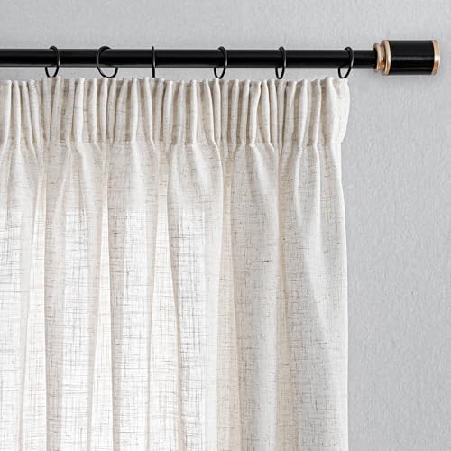 MYSKY HOME Gardinen mit Kräuselband Leinen Vorhänge Wohnzimmer Gardine Leinenoptik für Schienensystem 2er Set H 245 x B 140 cm Curtains für Kinderzimmer Moderne Natur Vorhang, Leinenfarbe