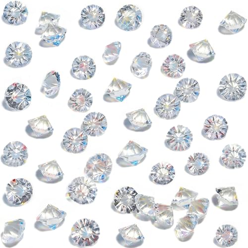 HAKACC 500 Stück Glas Deko Diamanten, 10mm Brillanten Glasdiamanten Klare Kristalledelsteine für Hochzeit Gunst Tabelle Mittelstück