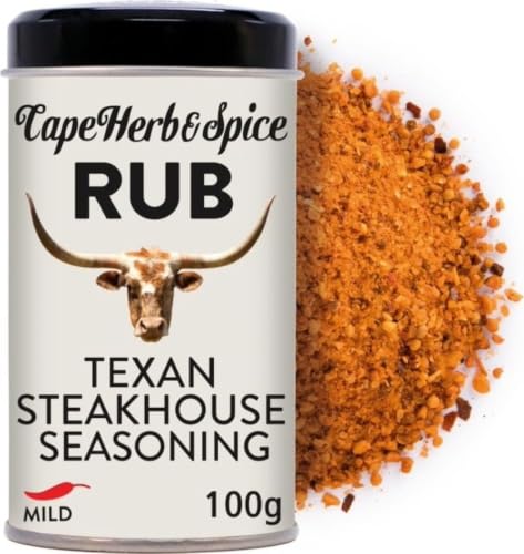 CAPE HERB - Texan Steakhouse Rub | Pikantes und leicht süßes Gewürzsalz als Rub-Mischung für maximalen Grillgenuss. Gewürzsalz ideal für Steaks, Burger & Meeresfrüchte | vegan | Inhalt: 100g