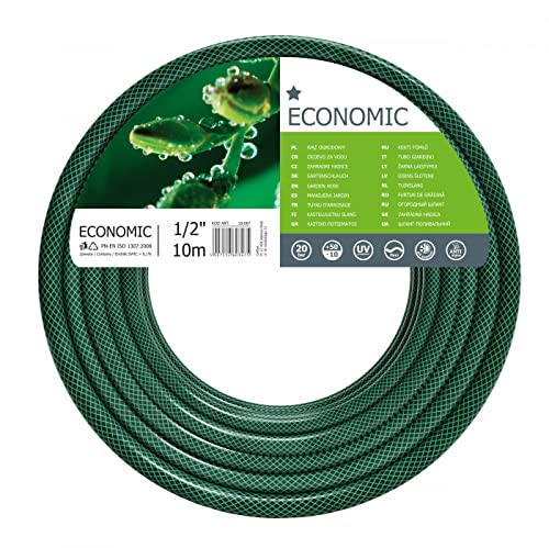 CELLFAST Gartenschlauch 3 Lagiger Wasserschlauch Aus Polyesterkreuzgewebe Für Garten Flexibler Bewässerungsschlauch UV Beständig Anti Algen 2 Bar 1/2 Zoll 10 Meter Economic