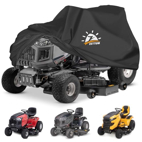 Zettum Aufsitzrasenmäher Abdeckung, Aufsitzmäher Rasentraktor Abdeckung 600D Oxford PU Beschichtung Heavy Duty & Wasserdicht Abdeckhaube für Rasenmäher
