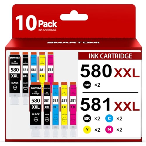 PGI-580 CLI-581 XXL Kompatible für Canon Druckerpatronen 580 581 für Canon TR8550 Druckerpatronen für Pixma TR8550 TR7650 TR7550 TR7500 TS705 TS705a TS6350 TS6350a TS9550 TS6250 TS8250 (10er-Pack)