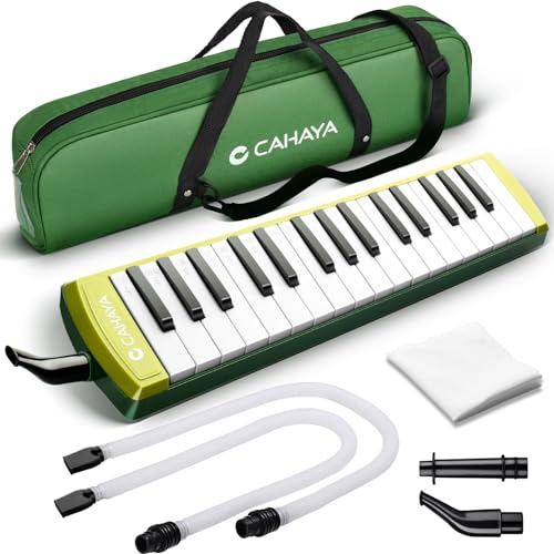 CAHAYA 32 Tasten Melodica für Kinder Melodica Instrument mit Tragetasche geeignet für Anfänger Studenten, musikalisches Geschenk für Jungen und Mädchen, Grün CY0356