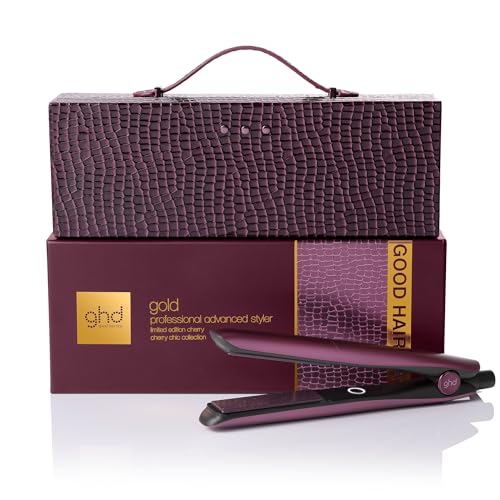 ghd gold Limited Edition Glätteisen in Cherry Chic: Glätteisen im exklusiven Vanity Case, für alle Haartypen, 26mm Platten, professionelles Styling, für sleekes & glattes Haar, Kirschrot