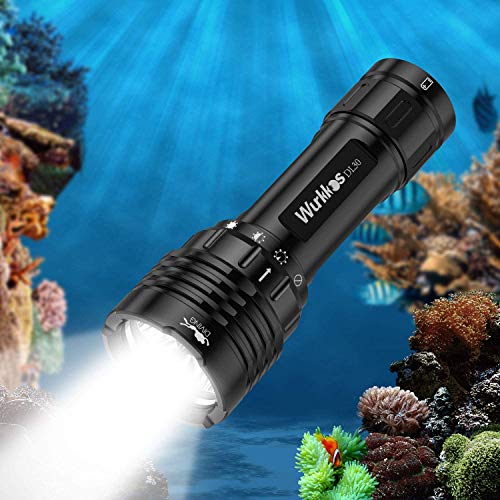 Wurkkos DL30 Tauchlampe, 3600 Lumen Tauchen Taschenlampe Wiederaufladbar, IPX8 Wasserdicht, 3* CRI 90 LED Unterwasser Taschenlampe mit und Ladegerät lampe led aufladbar