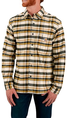 Carhartt Herren Langarmhemd Flannel L,S Plaid Shirt, Farbe:Malt, Größe:XL