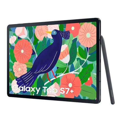 Samsung Galaxy Tab S7+, Android Tablet mit Stift, WiFi, 3 Kameras, großer 10.090 mAh Akku, 12,4 Zoll Super AMOLED Display, 256 GB/8 GB RAM, Tablet in Schwarz