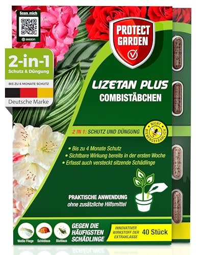 PROTECT GARDEN Lizetan Plus Combistäbchen, Langzeit-Schädlingsfrei und Premium-Dünger in Einem, 40 Stück