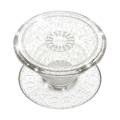PopSockets: PopGrip - Expanding Stand and Grip with a Swappable Top for Smartphones and Tablets - Clear Glitter Silver
