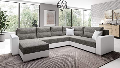 Generisch Captain Sofa Couch Garnitur Ecksofa U-Form mit Schlaffunktion und Bettkasten Wohnlandschaft Stoffbezug EK 26 Berlin 01 Breite 314 cm Tiefe 217 cm Höhe 90 cm