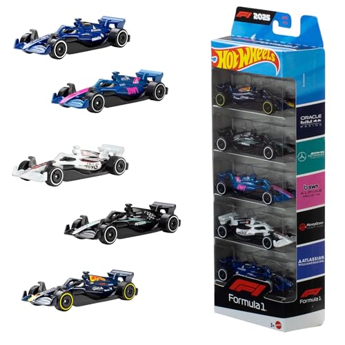 Hot Wheels 5er-Pack Formel 1 Spielzeugautos im Maßstab 1:64