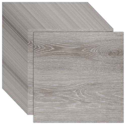 CYEER 40 Stk Selbstklebende Bodenfliesen Vinylboden Grau Holzoptik, 30x30cm PVC Bodenbelag für Küche, Badezimmer & Wohnzimmer, Wasserfester Klebevinyl für Mietwohnung Renovierung (3,6 m²)