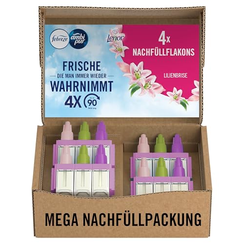 Febreze 3Volution Duftstecker 4x Nachfüllflakons Lilienbrise, 3 Abwechselnde Düfte Zum Bekämpfen Von Gerüchen