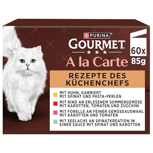 Gourmet A la Carte Katzenfutter nass, Sorten-Mix, 60er Pack (60 x 85g)