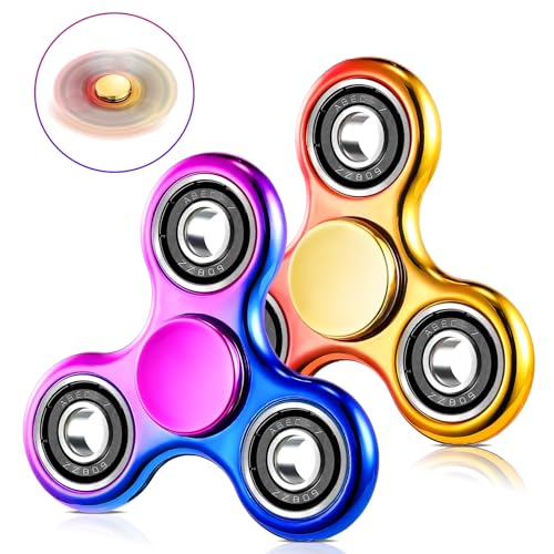 SCIONE 2 Stück Fidget Spinner Regenbogen Sensorisches Hand Fidget Toy, Angst Stress Relief Geburtstag Geschenke Finger Spinner für Kinder Erwachsene Jungen Mädchen