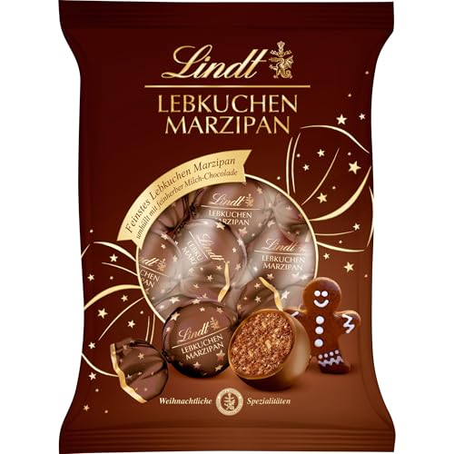 Lindt Schokolade | Lebkuchen Marzipan Kugeln Beutel | 100g | edle Pralinen gefüllt mit feiner Marzipancreme & würzigem Lebkuchen | edle Schokolade zur Weihnachtszeit