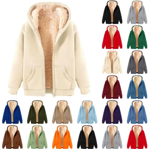 Teddyjacke Damen, Teddyjacke Damen - Winterjacke Teddy Fleecejacke Jacke Warm Langarm Teddyfleece Kuscheljacke Mit Kapuze Elegant Flauschig Plüschjacke Mit Reißverschluss Outdoor Herbst Winter
