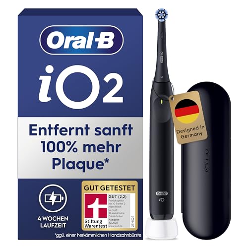 Oral-B iO Series 2 Elektrische Zahnbürste — Electric Toothbrush, Inkl. 1 Aufsteckbürste, Reise-Etui — 3 Putzmodi für Zahnpflege, Zahnbürste Elektrisch, Designed by Braun, Schwarz