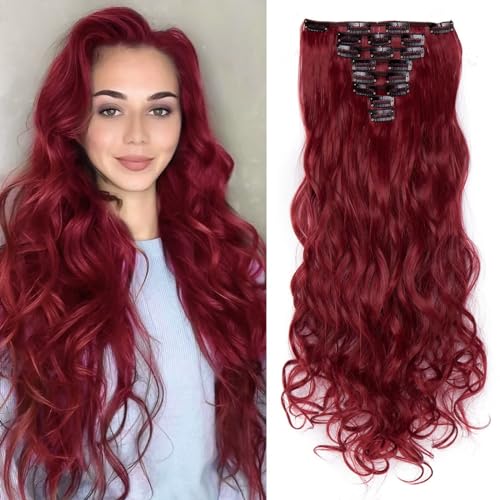 TESS Clip in Extensions wie Echthaar Haarteile günstig Haarverlängerung 8 Tressen 18 Clips Haarteil Gewellt 24
