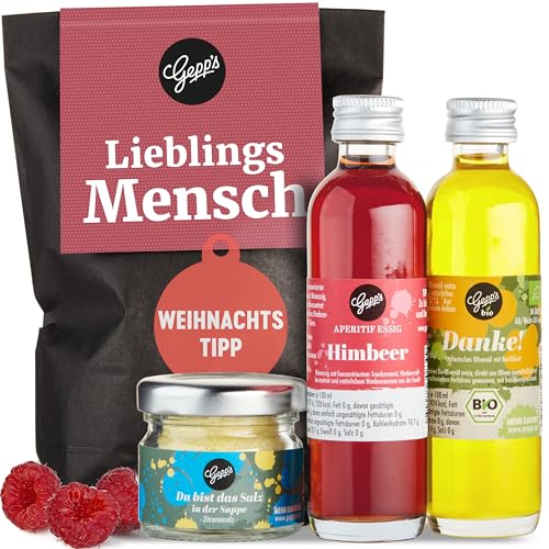 Gepp's Feinkost Wundertüte Lieblingsmensch I Feinkost-Geschenk für die beste Freundin, den Partner oder andere Lieblingsmenschen I Geschenkset mit Delikatessen wie Gewürzsalz, Essig- & Bio-Olivenöl