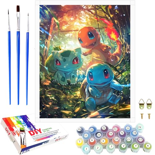Malen Nach Zahlen Kinder Erwachsene Anfänger, Handgemalt Ölgemälde Kit für Mädchen Jungen ab 7 8 9 Jahre, DIY Anime Spielzeug als einen Kindergeburtstag Geschenk, Ohne Rahmen 40 x 50cm (Forest)
