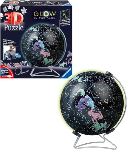 Ravensburger 3D Puzzle 11544 - Glow In The Dark Sternenglobus - Der Sternenhimmel als Nachleuchtender Globus aus 180 3D Puzzleteilen - für Erwachsene und Kinder