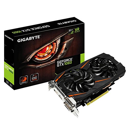 Gigabyte GV-N1060WF2OC - Grafikkarte NVIDIA GeForce 1060 GTX OC Windforce 2 (6 GB GDDR5, PCI-E 3.0, DVI-D, HDMI, DP), schwarz