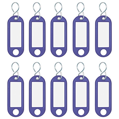 Wedo 262103403 Schlüsselanhänger Kunststoff (mit S-Haken, auswechselbare Etiketten) 10 Stück, blau