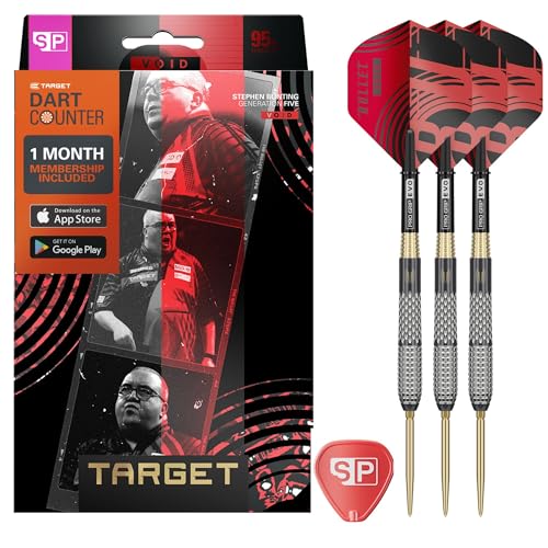 Target Darts Stephen Bunting G5 Void Stahlspitzen-Swiss-Point-Darts, 18G | 95% Wolfram-Dart-Set, Player Edition Schwarz & Gold, Pro Grip-Schaft & Nr. 2 Flights, inklusive SP-Werkzeug