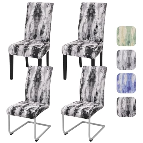 Alishomtll Stretch Stuhlhussen 4er Set, Aquarelloptik Stuhlbezug Schwarz