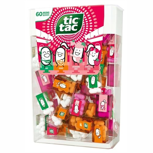 tic tac Mini Travels Mix Strawberry Edition 60er - 4 Sorten: Minze, Orange, Erdbeere süß & sauer - Mini-Dragees für Partys, Kindergeburtstage, als Mitgebsel, Geschenk für Gäste, 228 g