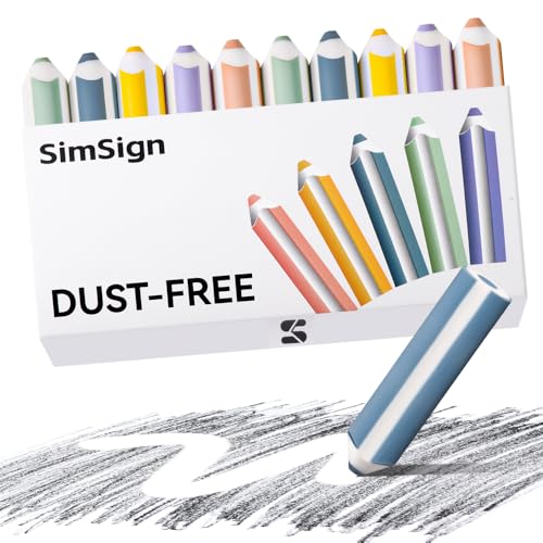SimSign Bleistiftförmige Radiergummi, Staubfreie Radierer, Bunte Radiergummis mit Ergonomischem Dreieck-Design, Eraser, Radiergummi Schule, 10 Stück in 5 Farben
