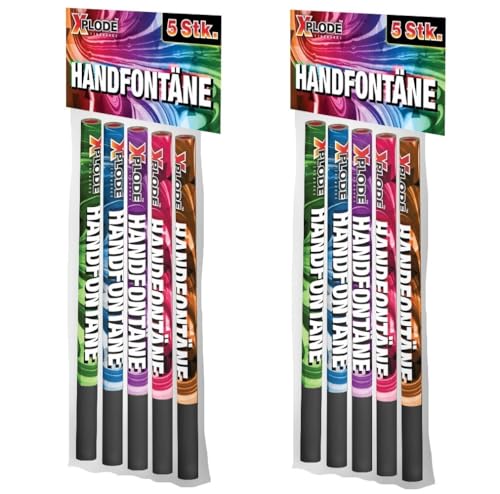 XPLODE FIREWORKS Handfontäne - 10 Stück, 5 Farben, Brenndauer 40-50 Sek., F1 Jugendfeuerwerk, Ab 12 Jahren, Handfontänen Set