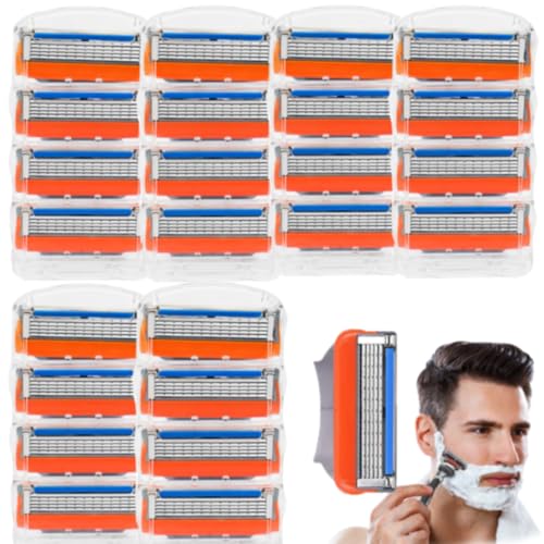 XINCHEN Ersatzklingen für Fu-sion 5 Rasierer, 24 Stück rasierklingen Fu-sion 5, 5 Fach Gefaltete Klingen Komfortable Rasur Reinigung von Bart & Körperhaaren Geschenk für Familie Freunde