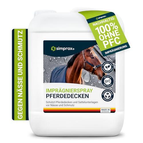 simprax® Pferdedecken Spray-On Imprägnierung - 5,0 Liter Kanister - atmungsaktiv und nachhaltig - für alle Arten von Tier- und Pferdedecken