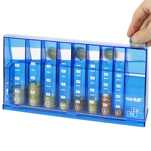 HMF 4710-05 Münzsortierer Euro Spardose 24,0 x 5,0 x 12,0 cm, blau