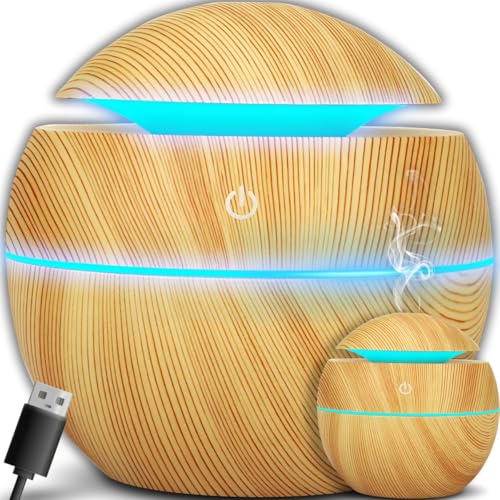 Retoo Aroma Diffuser 150ml, Luftbefeuchter Aromatherapie, Aromatherapie Öle Ultraschall mit LED Licht, Ätherische Öle Diffuser, elektrische Duftlampe für Büro, Schlafzimmer, Spa-Gelb